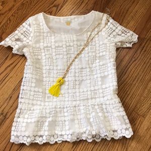 Leifsdottir Anthropologie lace peplum blouse- 0